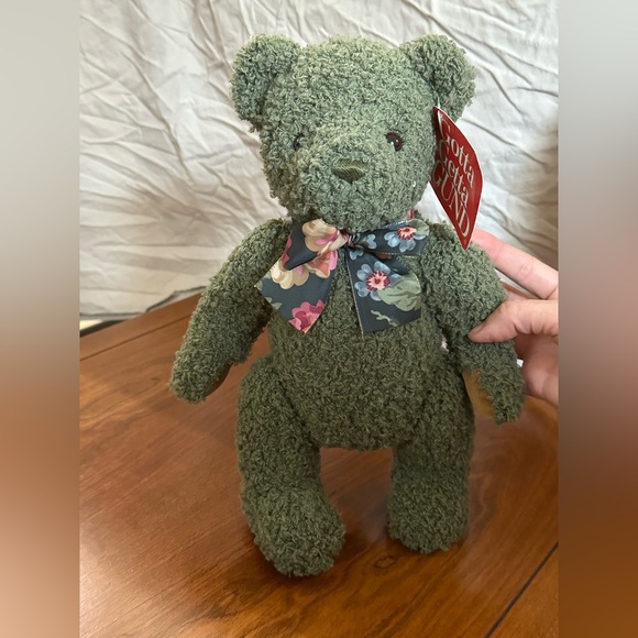 NWT 1980’s GUND “Jade” Green Teddy Bear 2444 Floral Bow, Adjustable limbs plush - Picture 7 of 7